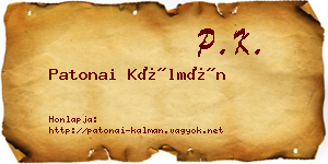 Patonai Kálmán névjegykártya